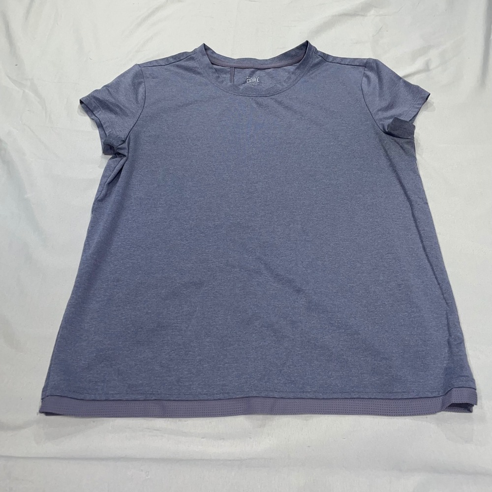 Athleta Girl XL Short Sleeve Active Tee Heathered Purple Mesh Back Tulip Hem